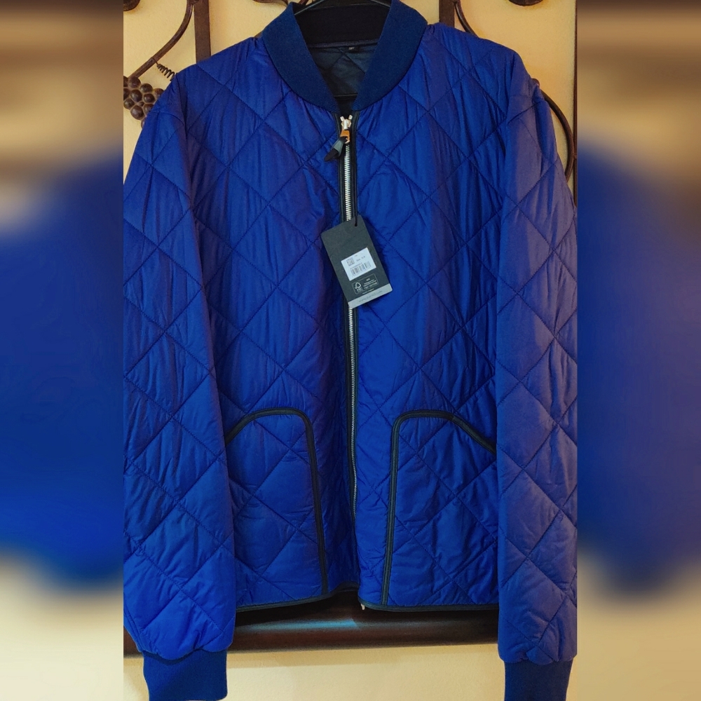 Dunhill Blue Quilted Lightweight Bomber Jacket
